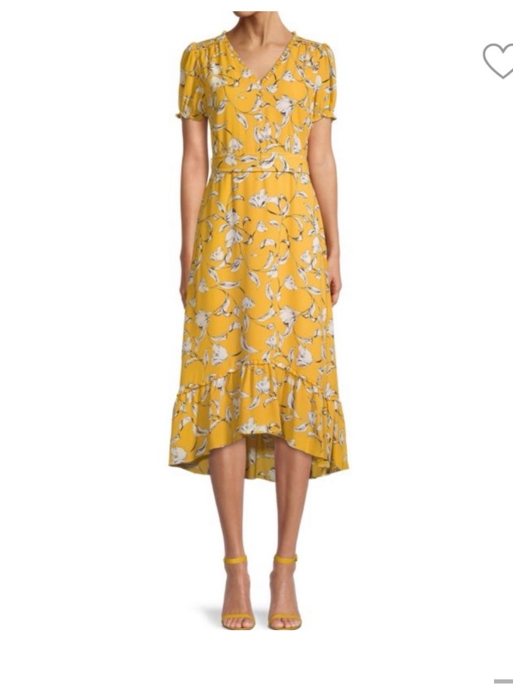 NWT Karl Lagerfeld | Yellow Floral Tie-Back Midi Dress | Size 10